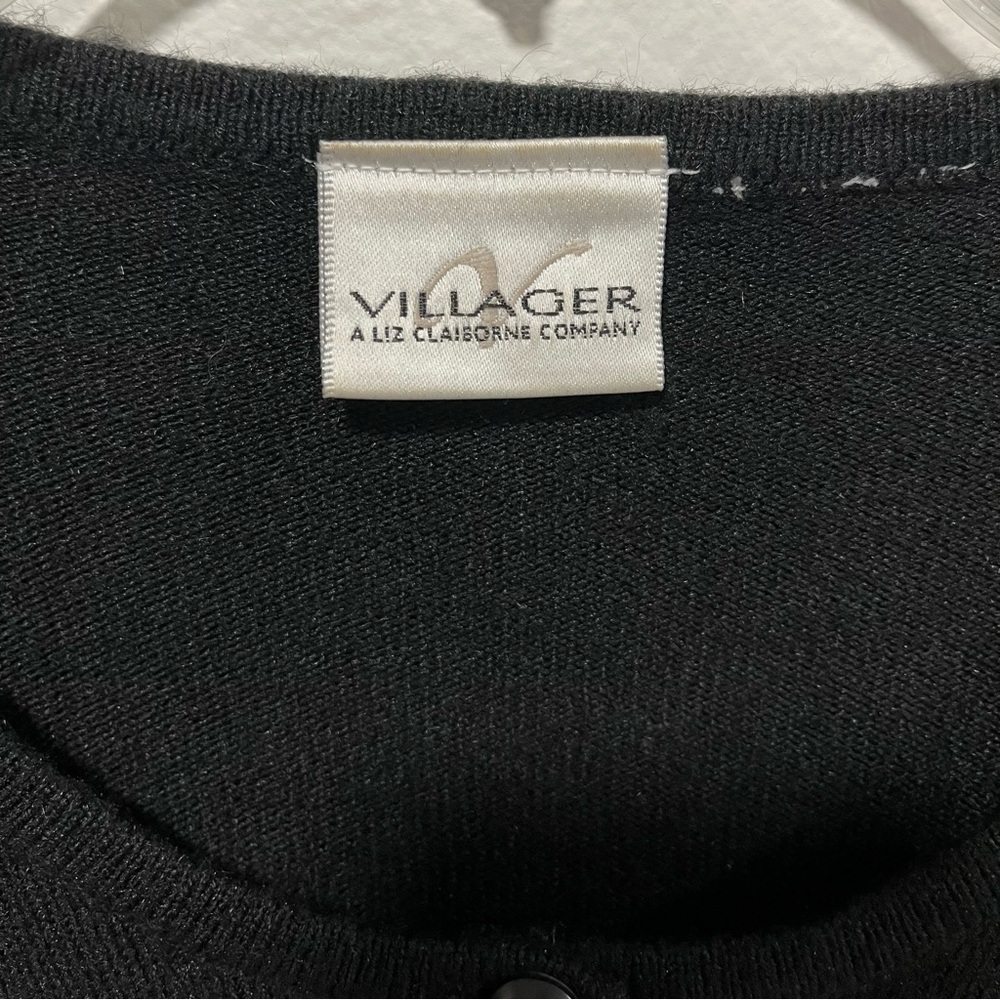 Villager by Liz Claiborne Black Beaded Cardigan, Womens Size XL - Picture 2 of 9